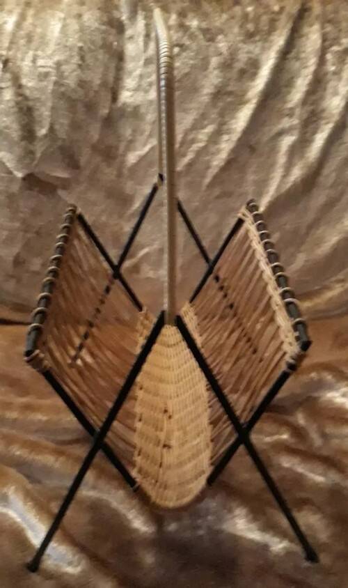 1970s rattan magazine rack
