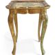 Rococo Revival Gilt Side Table, Light Turquoise, Italy, 1950s Design