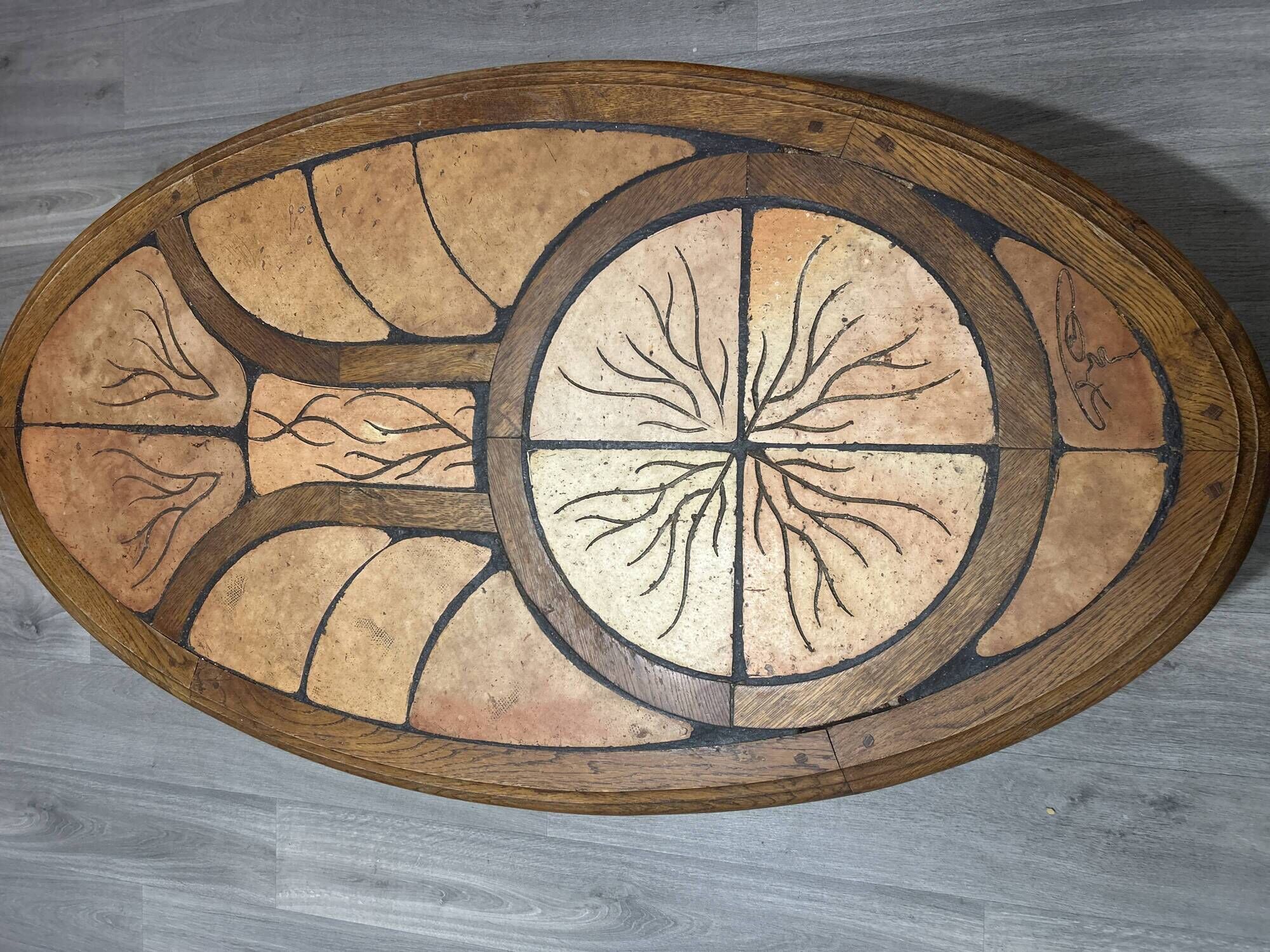 Round coffee table Roger Capron Vallauris - Model "Les Herbiers" - Diameter