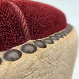 1960s, Danish curved 2-seater sofa, red/beige furniture wool fabric.