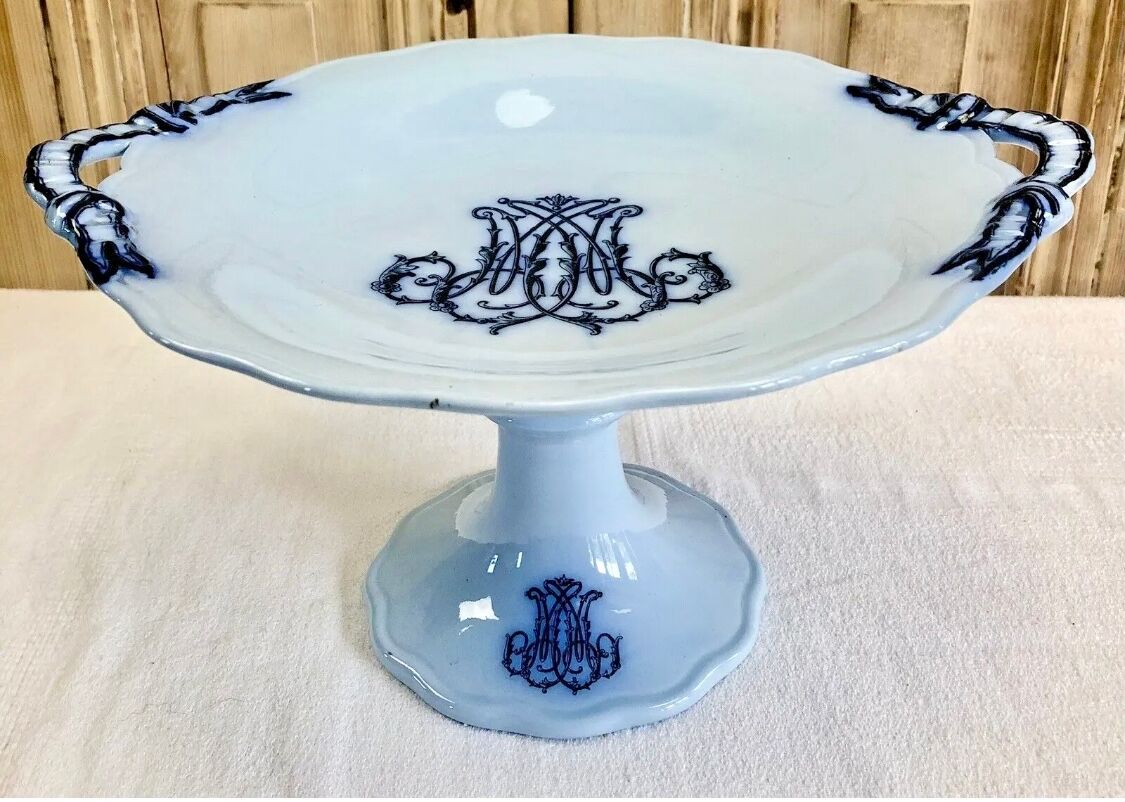 Old large oval dish Brown Westhead Moore & co monogram XIX