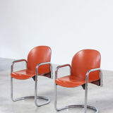 Two leather chairs Tobia Scarpa Design Dialogo Modernist, 1970