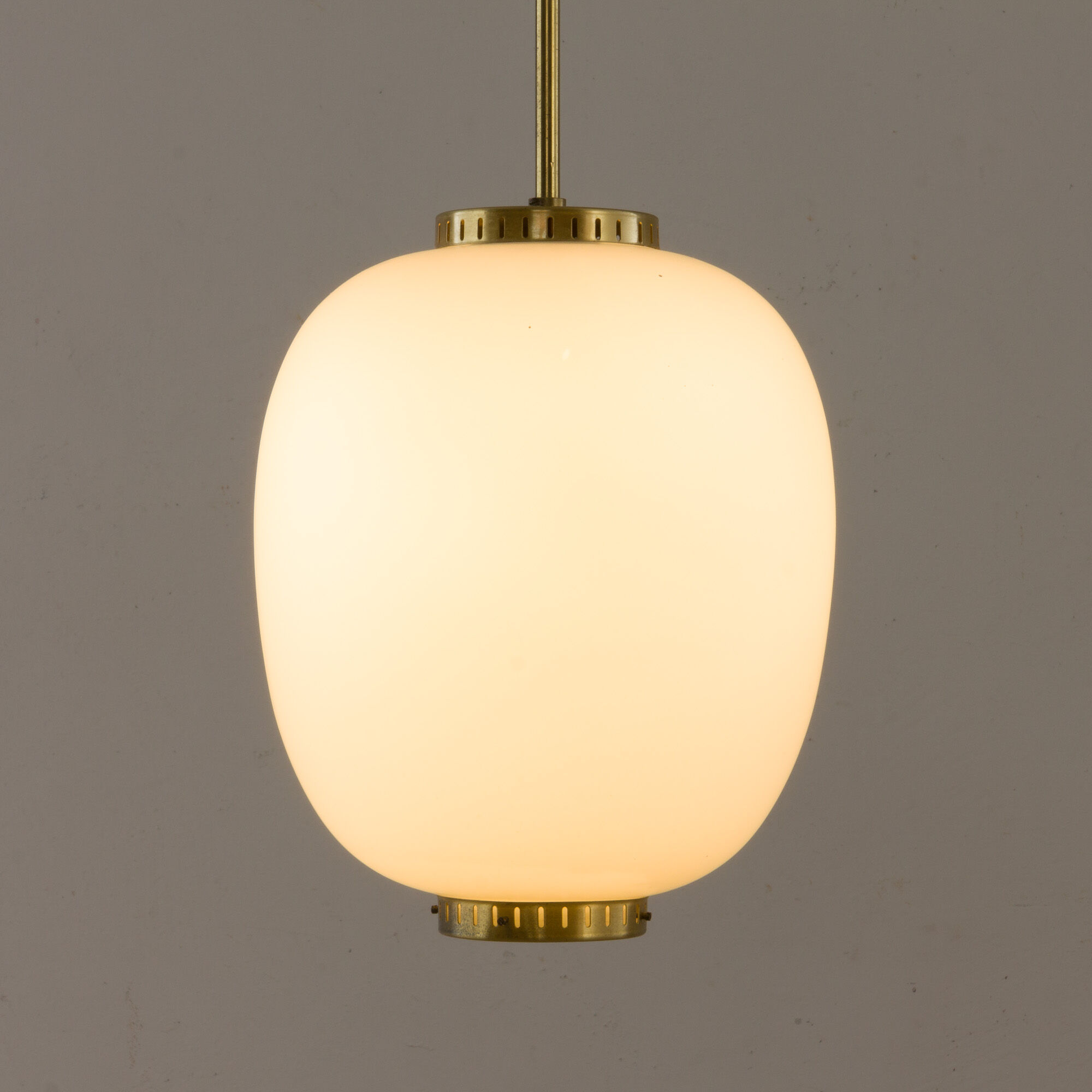 China pendant by Bent Karlby for Lyfa in opaline glass & brass, 60's