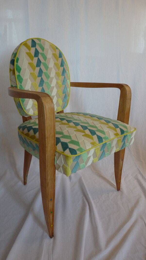 Chaise de bureau en hêtre et tissu vert