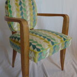 Chaise de bureau en hêtre et tissu vert