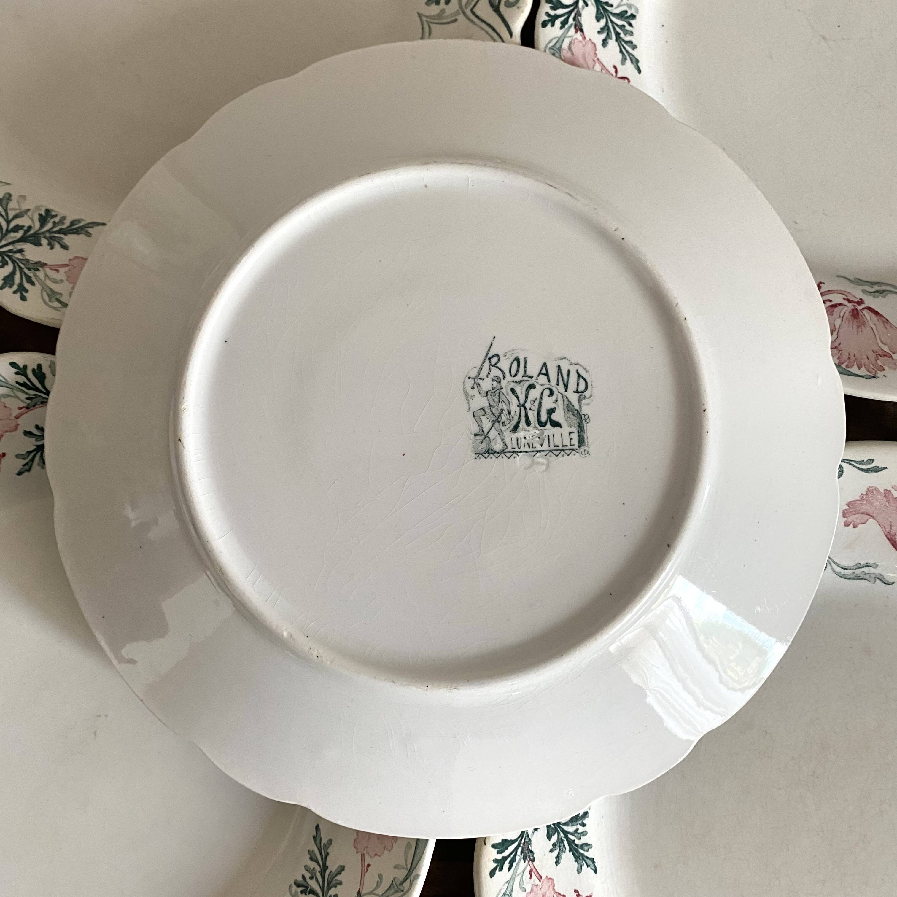 Keller and Guerin Luneville iron earth dessert plates, Rolan model