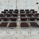 Series of 42 civic chairs year 1970 stackable chrome and skai