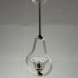 Venetian chandelier in colourless Murano glass and brass, circa 1950.