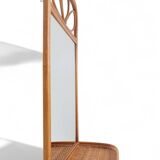 Mid Century French Riviera Rattan and Wicker Mirror With Shelf, Spain, 1960s–70s
