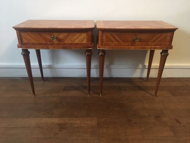 Pair of rosewood and brass bedsides circa 1950