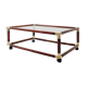 Bamboo and brass coffee table with glass top, 1960s.