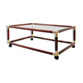 Bamboo and brass coffee table with glass top, 1960s.