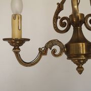 French Vintage Bronze Art Nouveau Style 3-Light 3-Sided Cage Chandelier