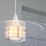 Scandinavian Duett Plexiglas and Metal Pendant Lamp from Landskrona Sweden