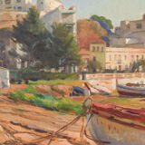 Paysage post-impressionniste avec des bateaux, Ramón Mas i Mas