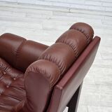1970s, Scandinavian armchair, furniture leather, dark beech wood.