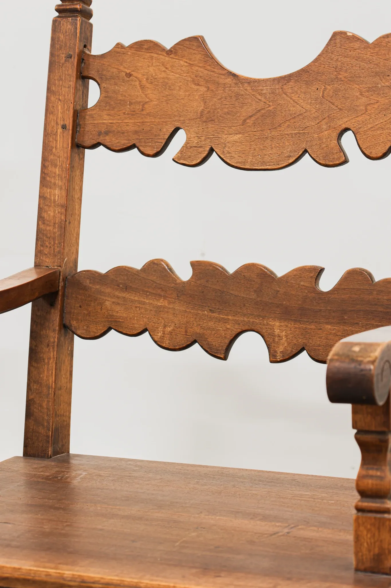 Pair of Italian Carved Wooden Armchairs, Lombardy, 1900s.