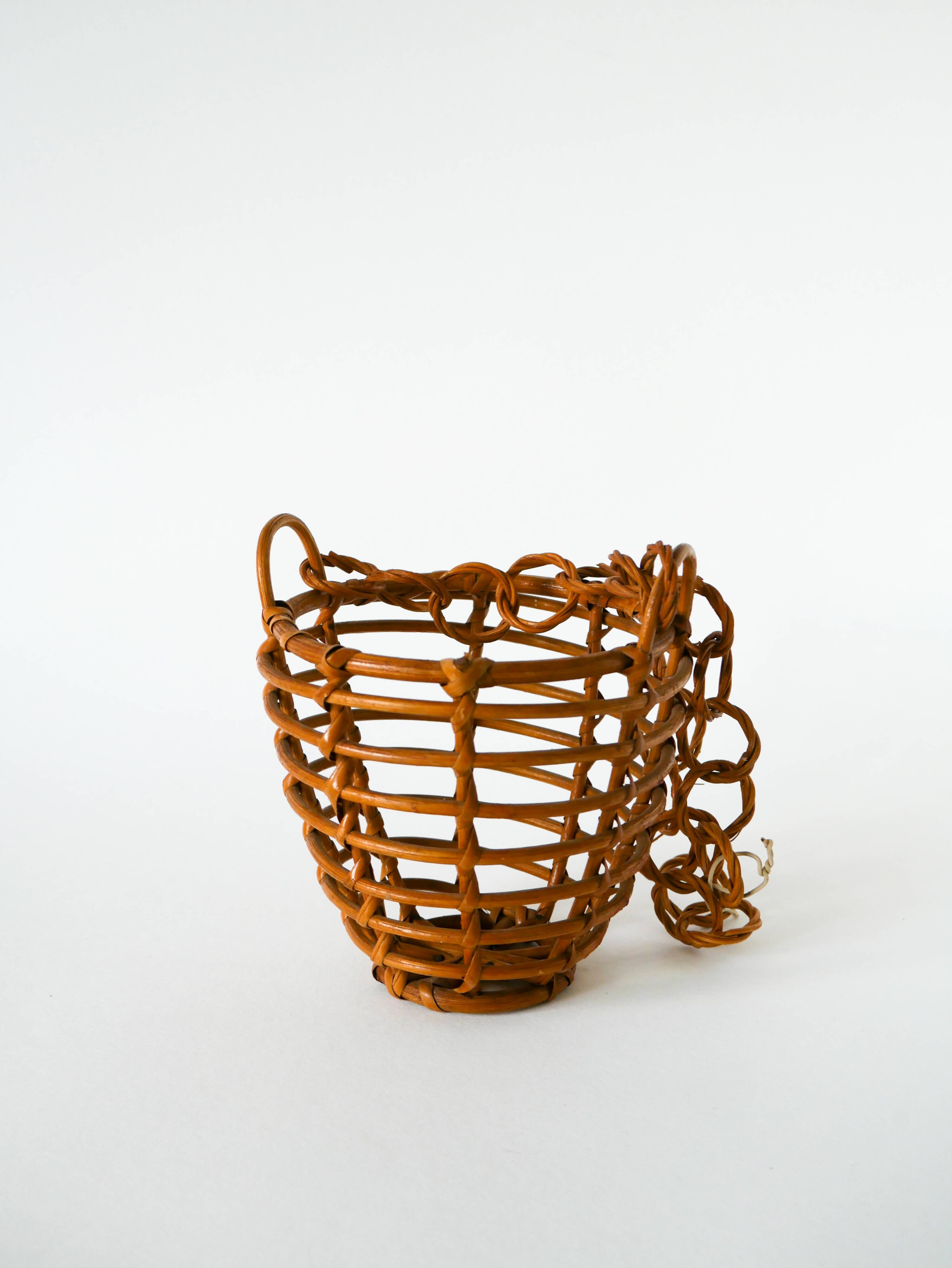 Cache-pot en bois et bambou à suspendre, 1950