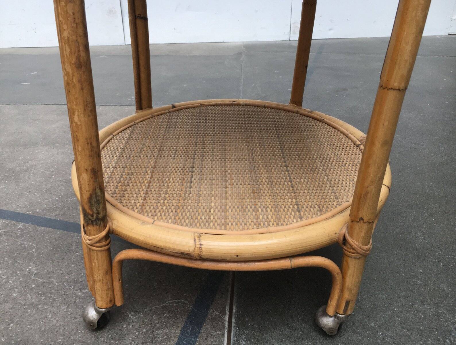 Vintage service dessert in Italian rattan and bamboo by Dal Vera.