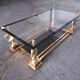 1970s Glass Coffee Table with Horse Heads