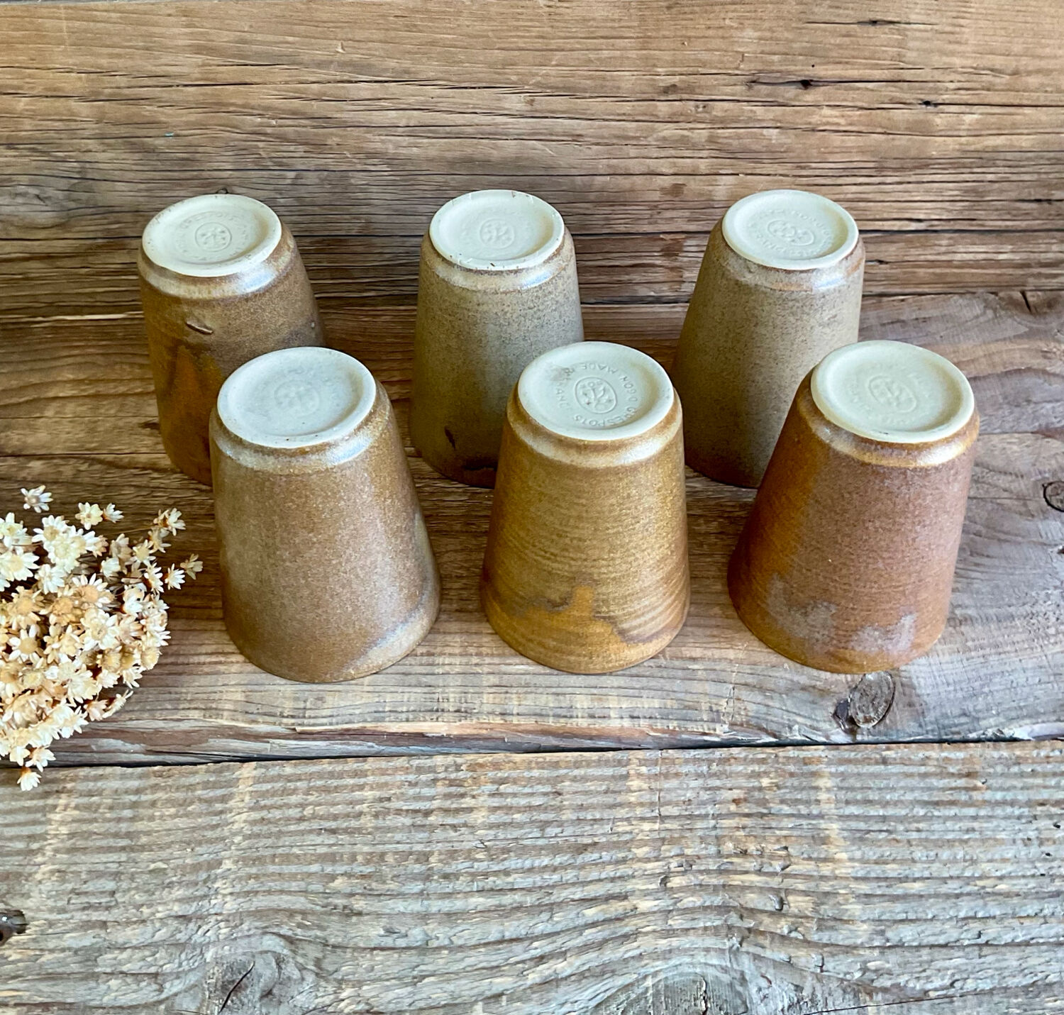 6 stoneware cups Digoin France