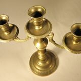 Three-light candlestick in gilded bronze