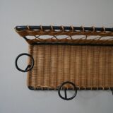 Coat rack cloakroom metal wrought iron wicker rattan handcrafted wall unit storage