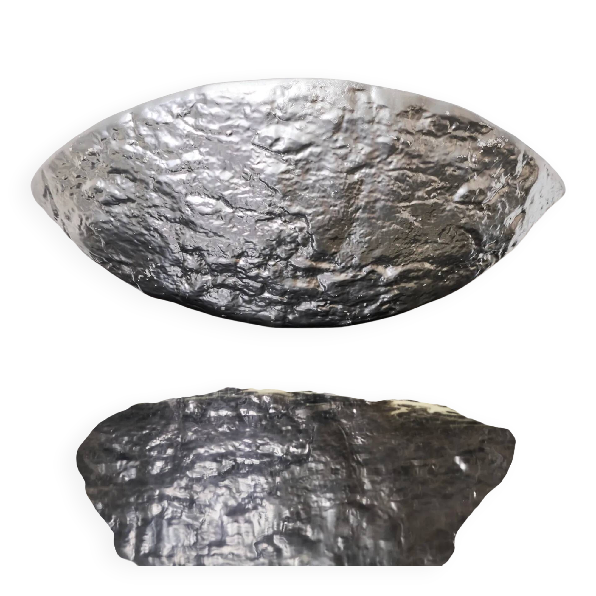 Organic silvered ceramic wall light, France, 1970-1980