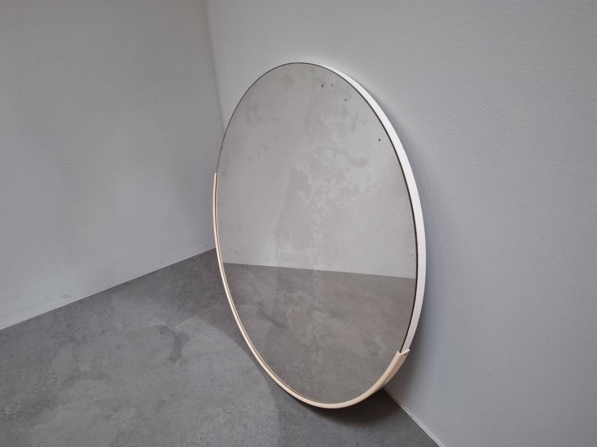 1970s Czechoslovakian Round Wall Mirror with Beige Frame