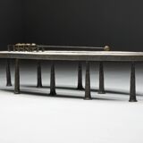Thomas Serruys steel and stone brutalist coffee table, Belgium, 2019