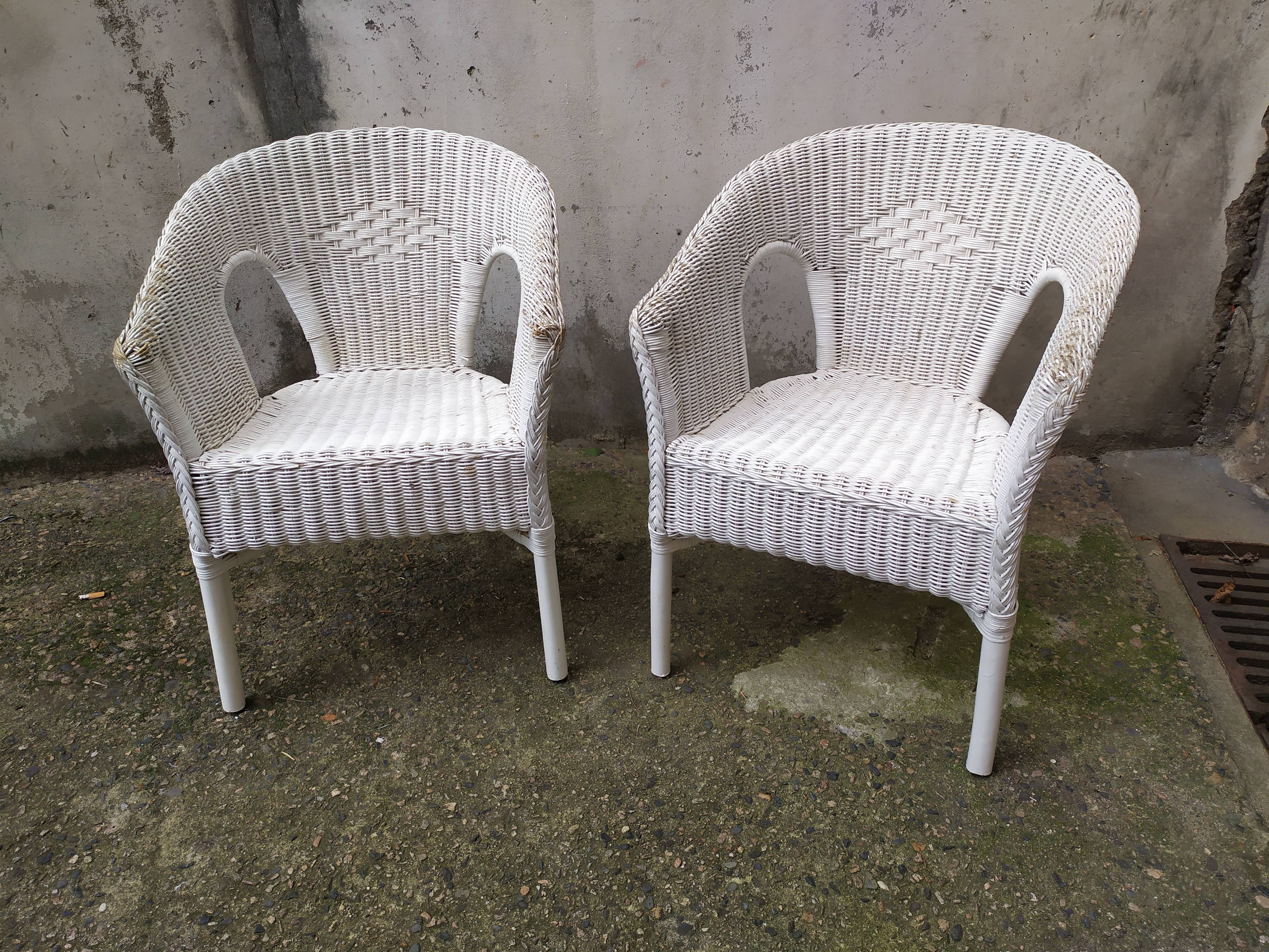 Pair of vintage rattan chairs