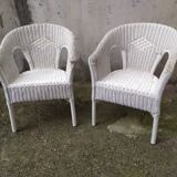 Paire de fauteuils en rotin vintage