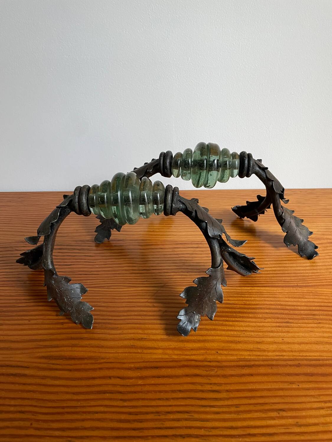 Wrought iron and glass door handle