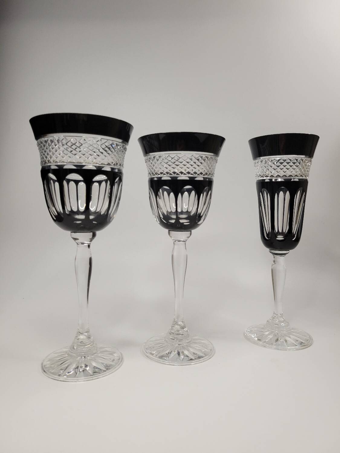 Service "Pénombre" in black and clear crystal – Crystal of Paris