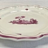 Round dish Gien model pink landscapes 1960 1971