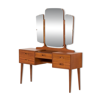Scandinavian mid-century dressing table with adjustable mirrors, 1960s