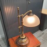 Wood and bronze desk lamp