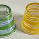 Pair of VINTAGE Silkscreened Glass Plant Pots