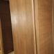 Vintage oak wardrobe with mirror with two sliding doors, France 1960s