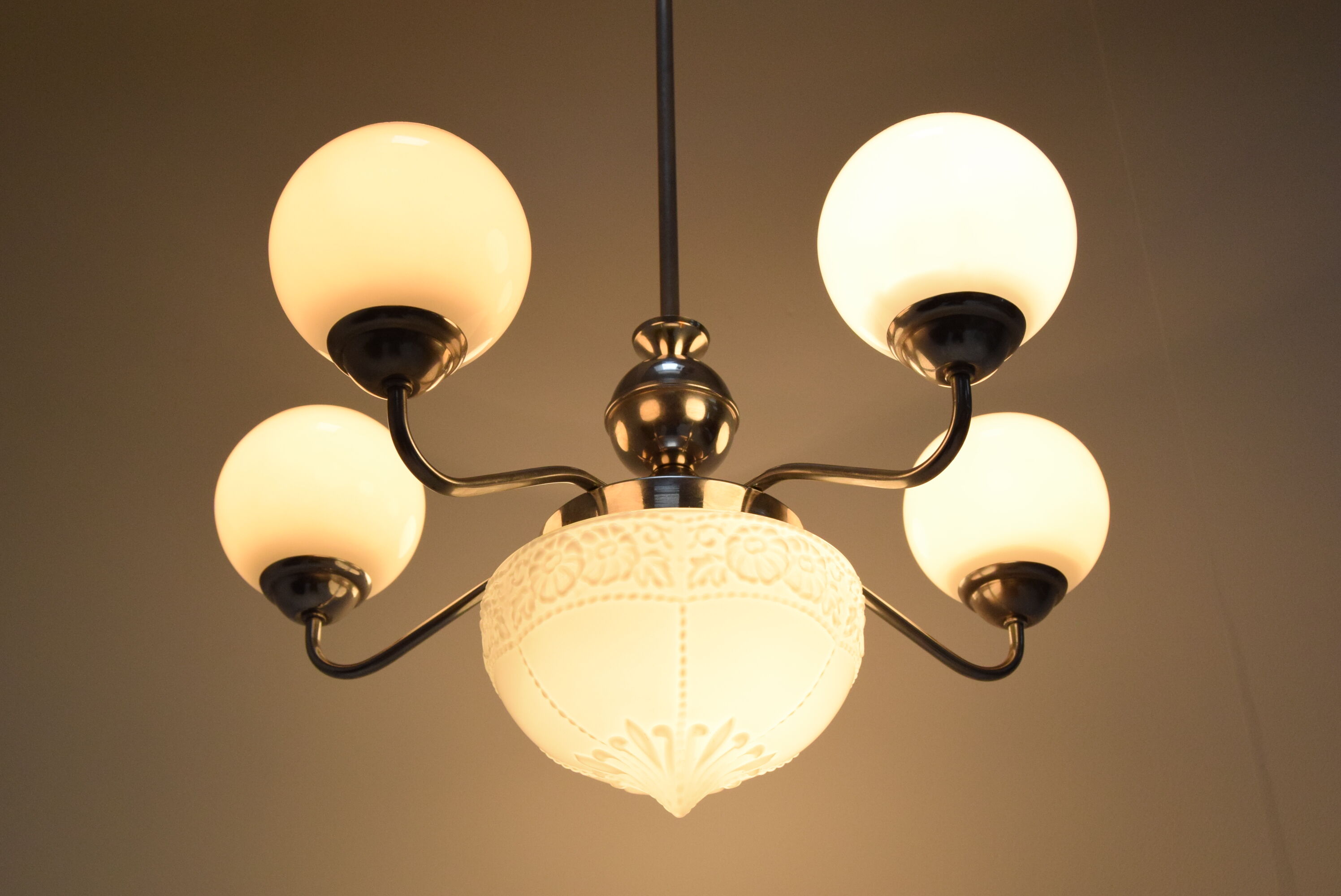 Art deco chrome chandelier,1930's.