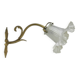 Swan neck wall light in gilded brass and glass