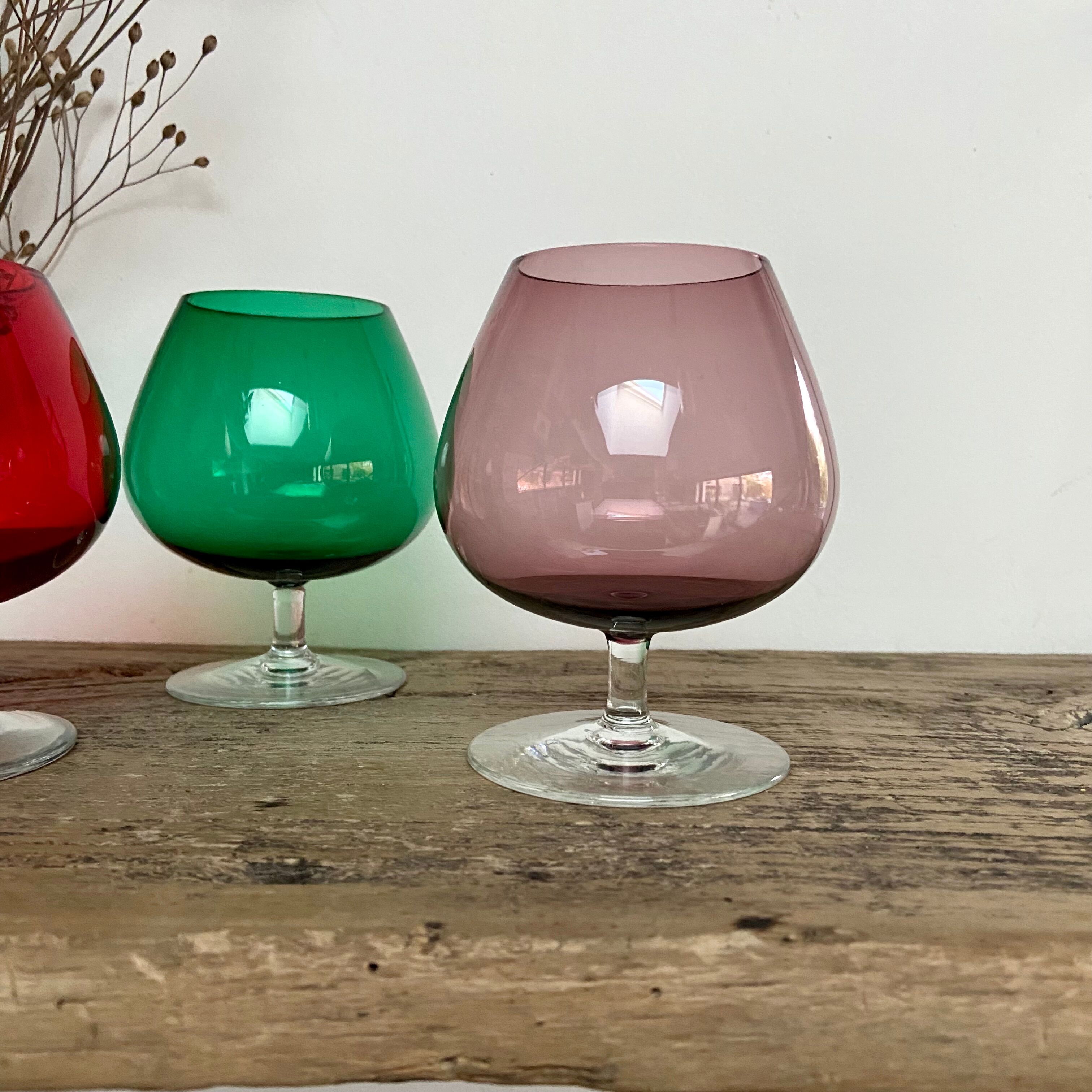 3 verres à dégustation couleurs vintage