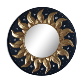 Vintage round mirror resin golden sun stars