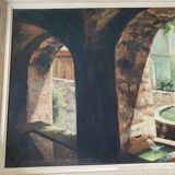 Peinture de Fontaines  à l’huile encadré