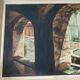 Framed oil fountain painting