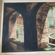 Peinture de Fontaines  à l’huile encadré