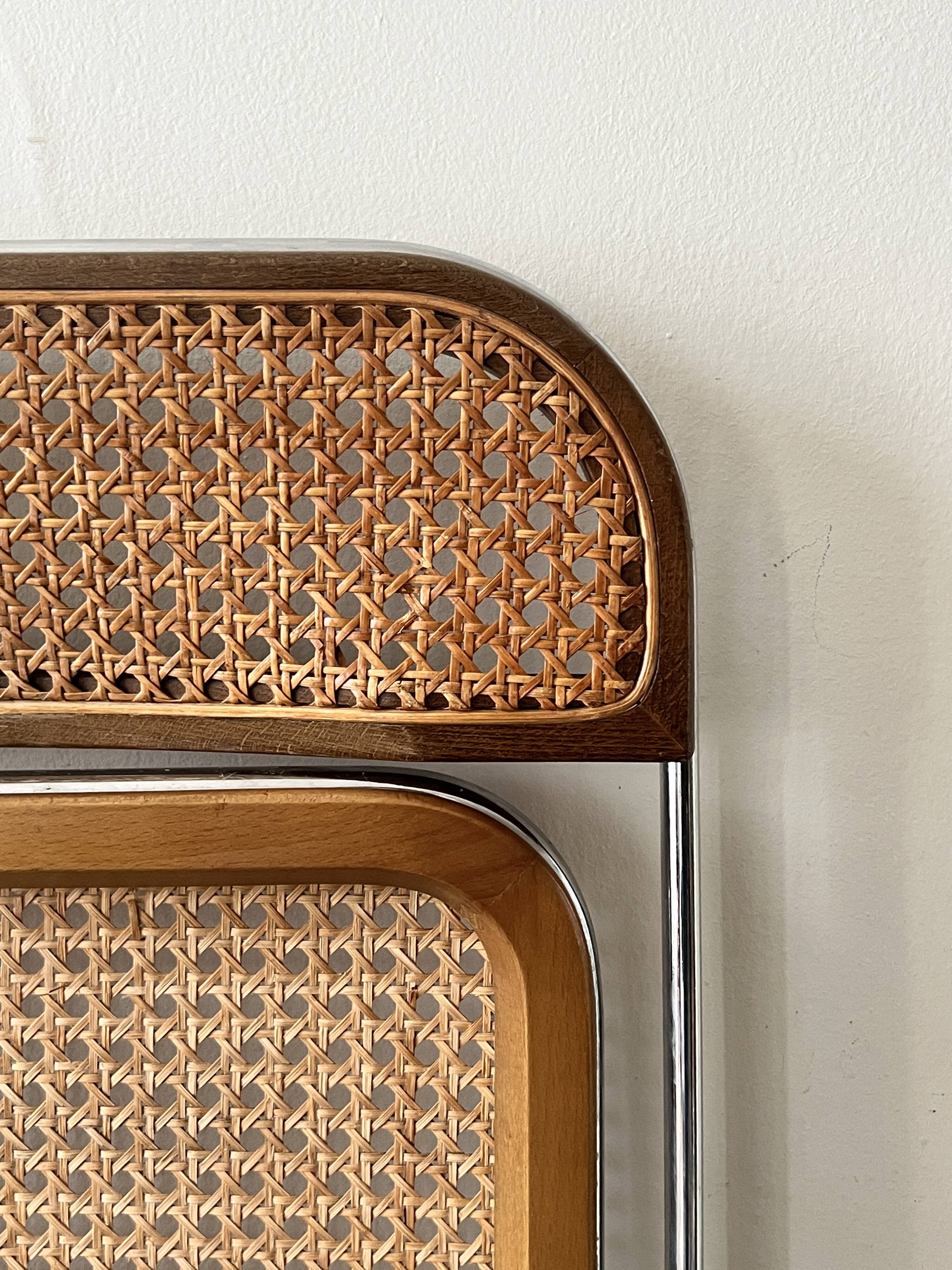 Plia folding chair in chrome and cane by Giancarlo Piretti, design 1970.