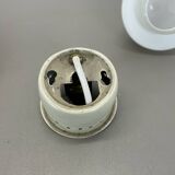 Round red wall light in metal and opaline glass in the Stilnovo style, 20 cm, Italy, 1960s