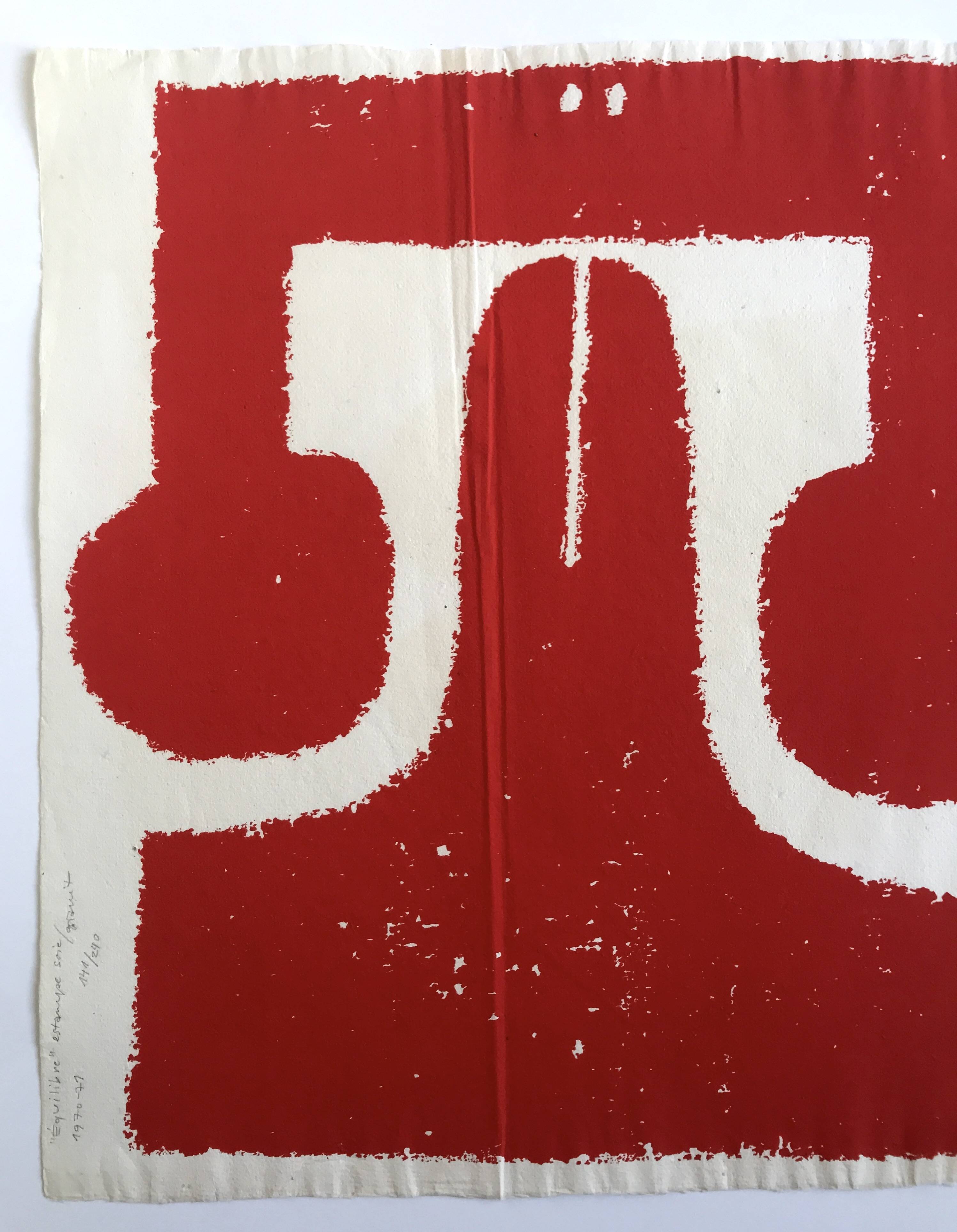 Pierre SZÉKELY, Equilibre, 1971. Silkscreen relief signed in pencil