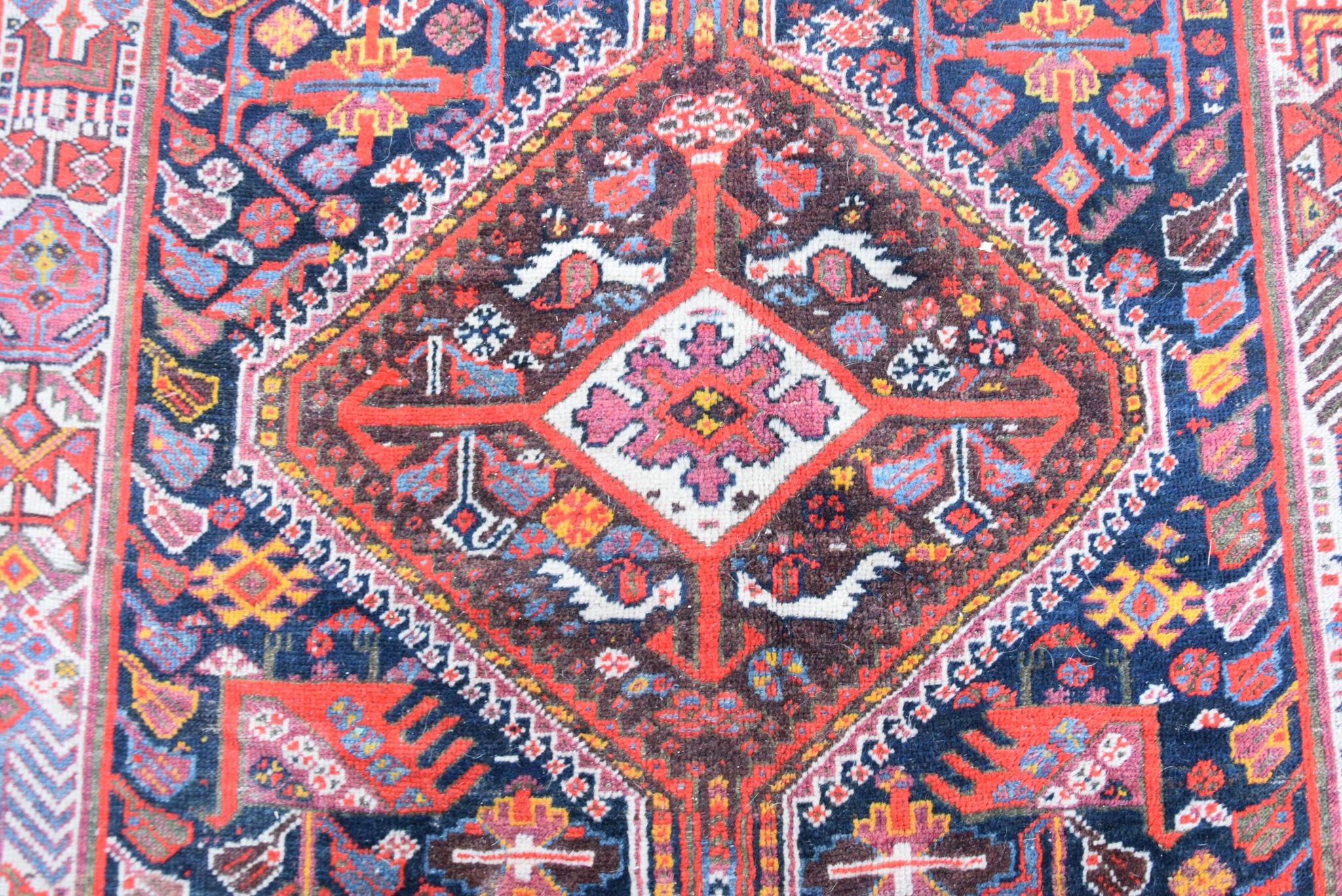 Antique Oriental Rug Iran Shiraz Tribes Khamseh: 3.00 X 1.85 Meters